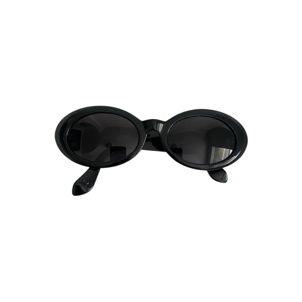 Vintage Rare 1990s Gianni Versace Gold Medusa Black Oval Sunglasses - Picture 2 of 12